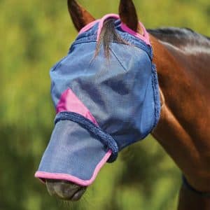 Weatherbeeta - Fluemaske, Comfitec Deluxe Durable Meshmaske med næse - WARMBLOOD / Sort/Lilla