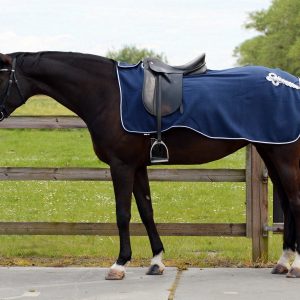 QHP fleece ridedækken med ornament - Cob - Grå
